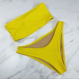 Yellow high hip bikini
